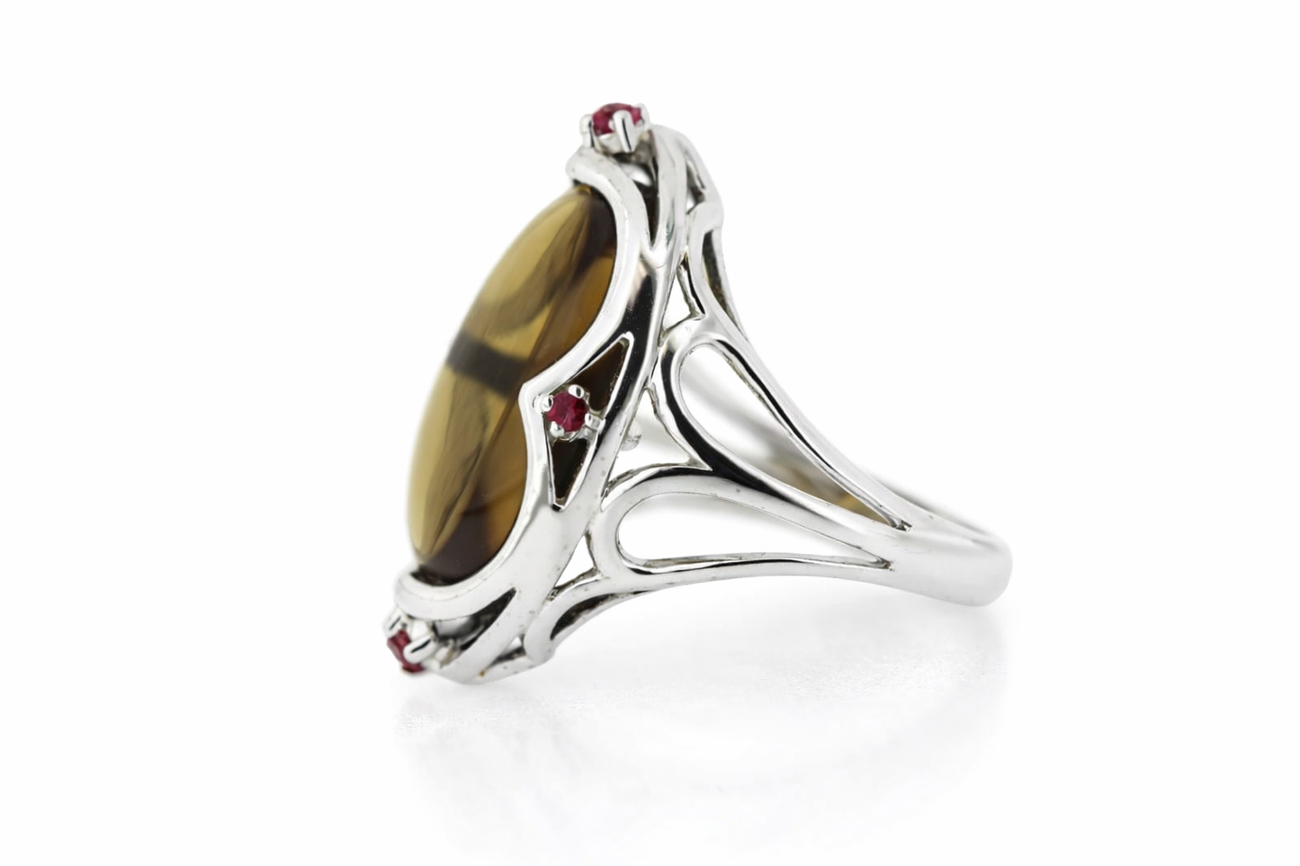 925 Cognac Quartz - Ruby Ring - 12.60 cts