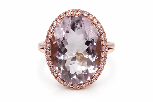 925 Rose Vermeil - Pink Amethyst - Pink Sapphire Ring -18.05 cts