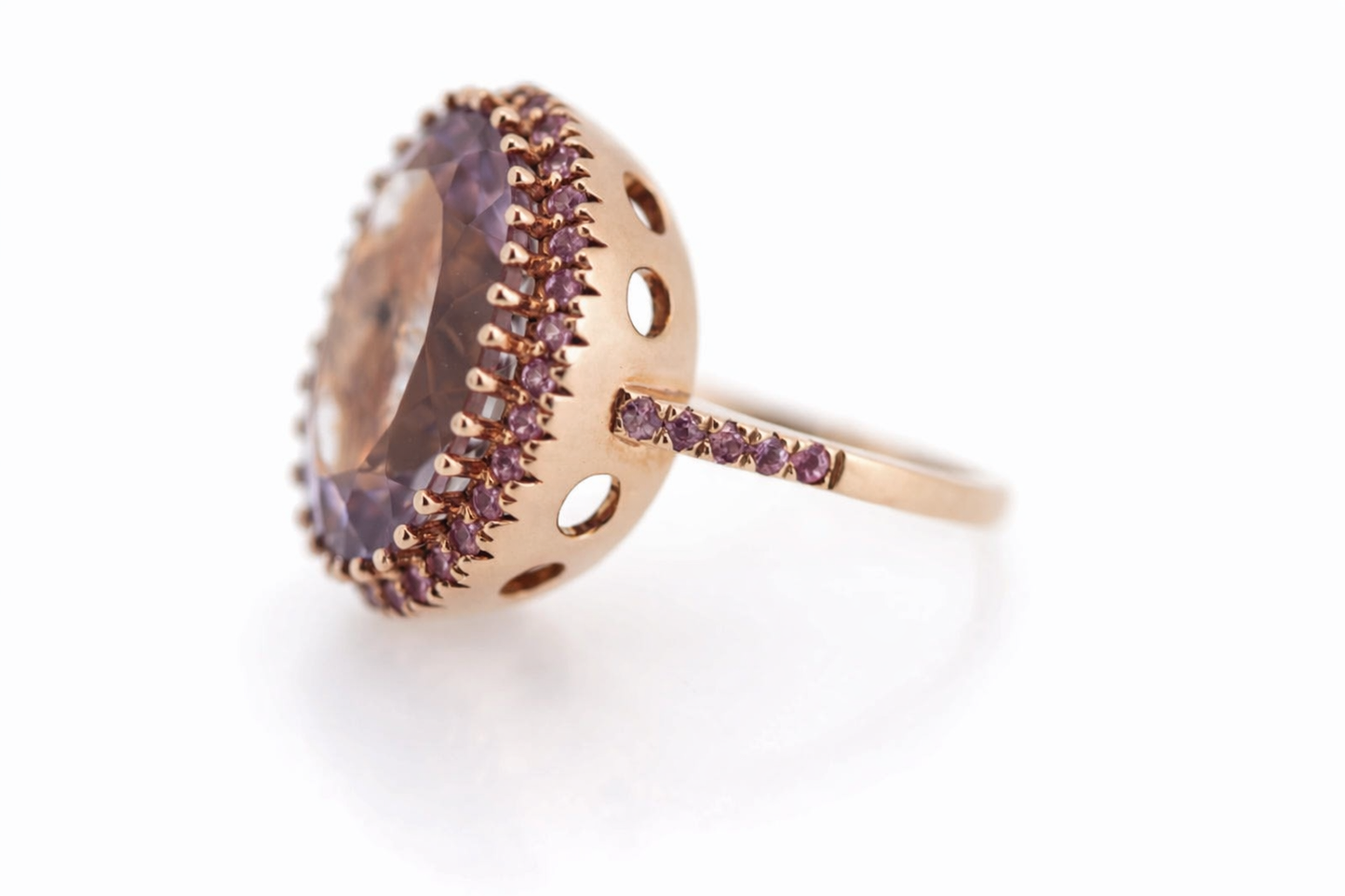 925 Rose Vermeil - Pink Amethyst - Pink Sapphire Ring -18.05 cts