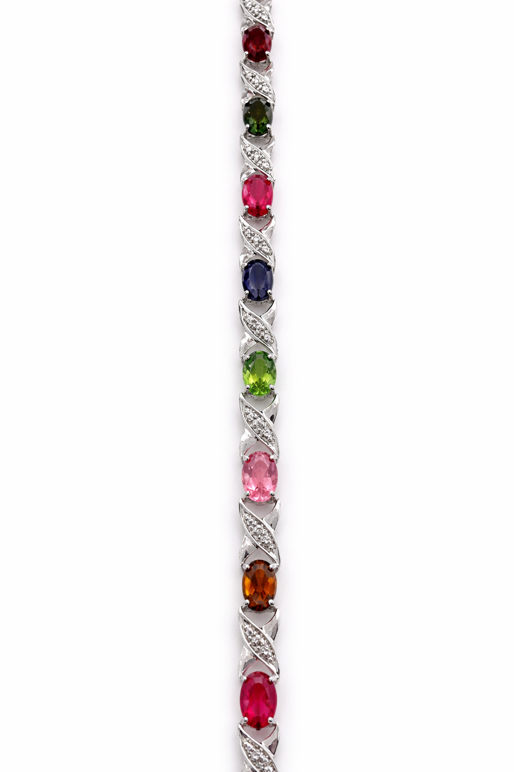 925 Silver White Topaz/ Tourmaline Bracelet