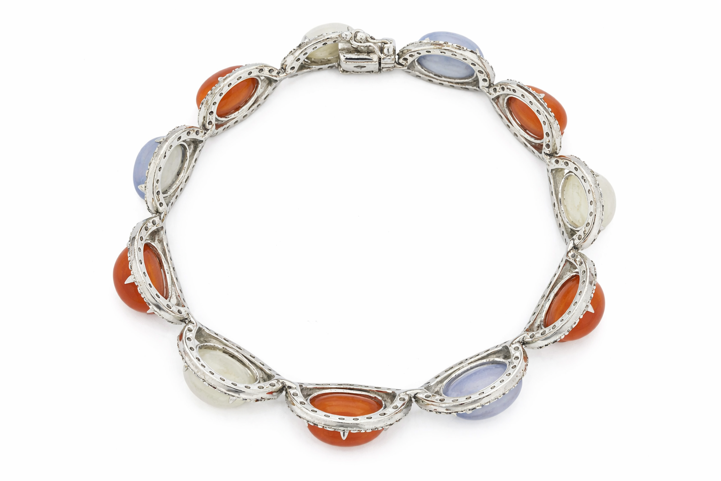 925 Colors of Chalcedony - White Topaz Bracelet 7 3-4 " - 73.84 cts