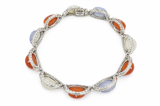 925 Colors of Chalcedony - White Topaz Bracelet 7 3-4 " - 73.84 cts