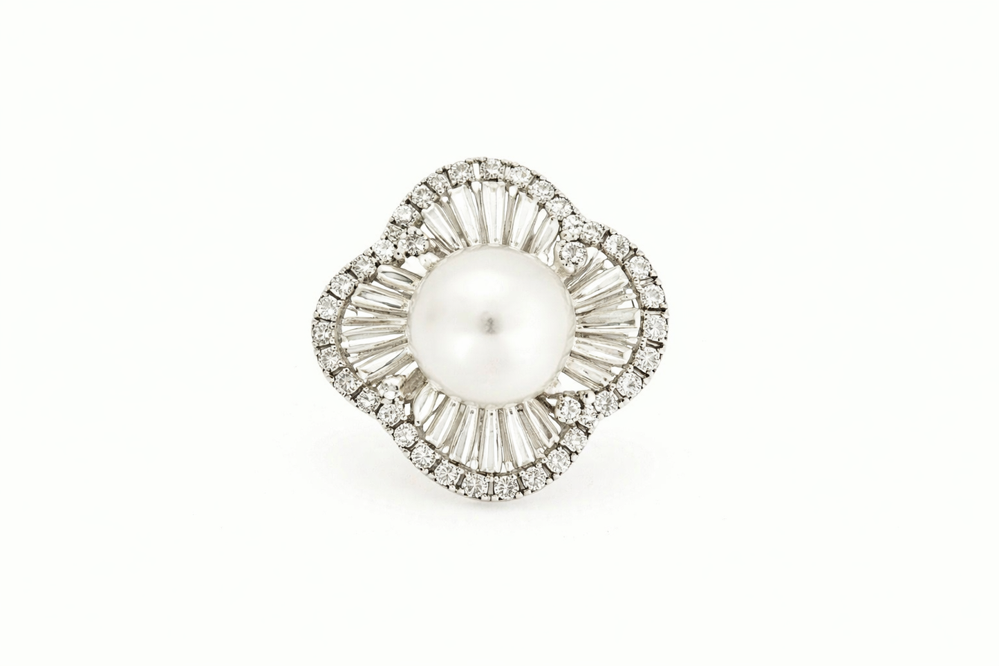 925 SS Pearl - White Topaz Ring - 4.95 cts