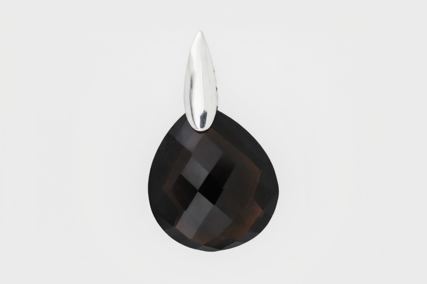925 Sterling Silver Smokey Quartz Pendant ( 42.00 cts)