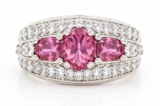 925 Wine Garnet - White Topaz Ring - 3.40 cts