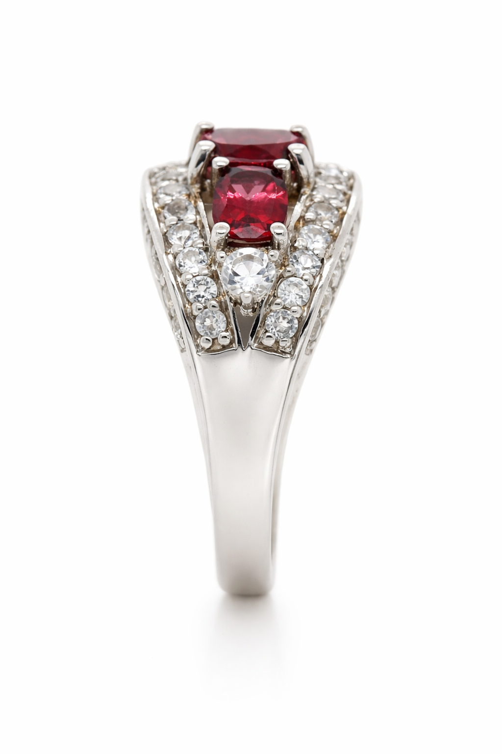 925 Wine Garnet - White Topaz Ring - 3.40 cts