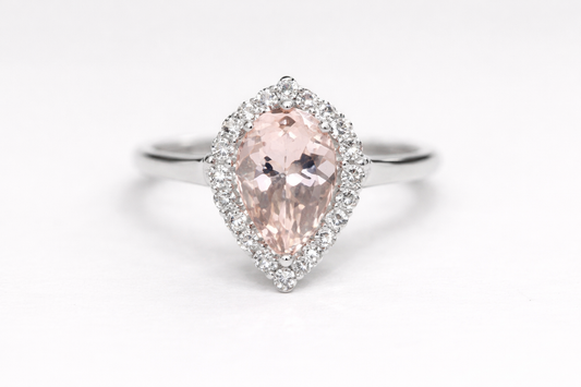 Pink Morganite & White Topaz Ring