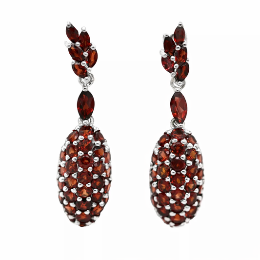 925 Sterling Silver Garnet Earring ( 6.60 cts)