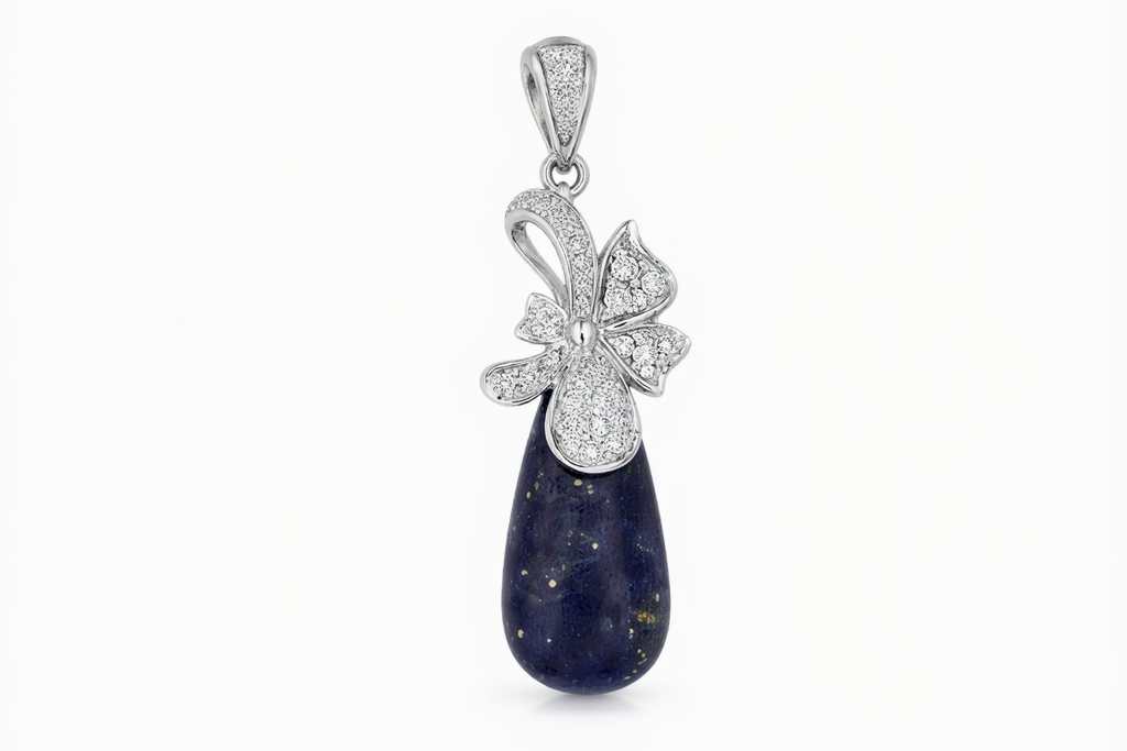 925 Lapis w- White Topaz Pendant - 3.35 cts
