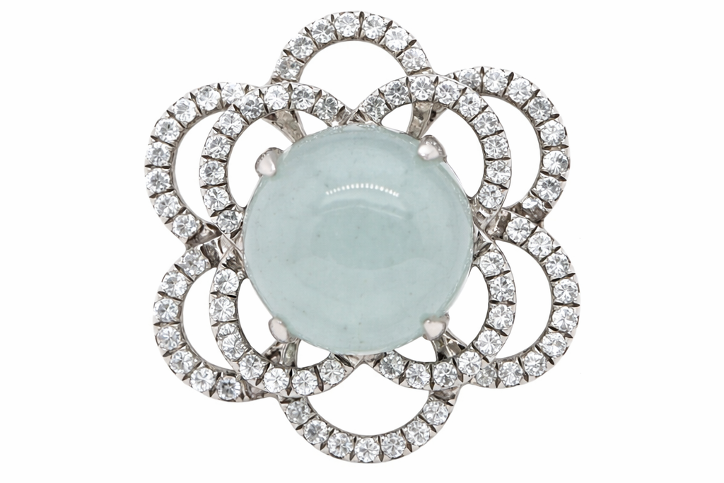 .925 Sterling Silver / Moonstone / White Topaz Ring .