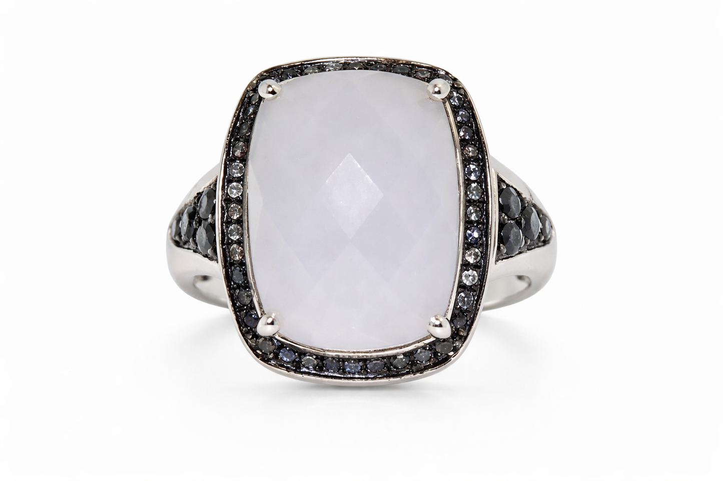 .925 Sterling Silver / Blue Sapphire / Blue Chalcedony Ring .