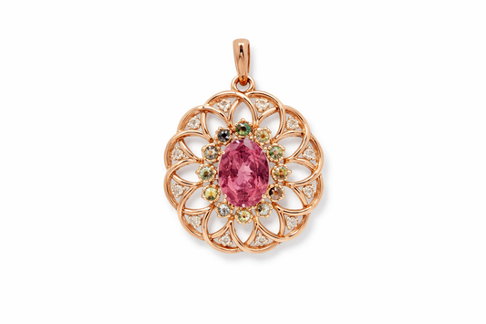925 Pink Tur-With Diamonds Pendant