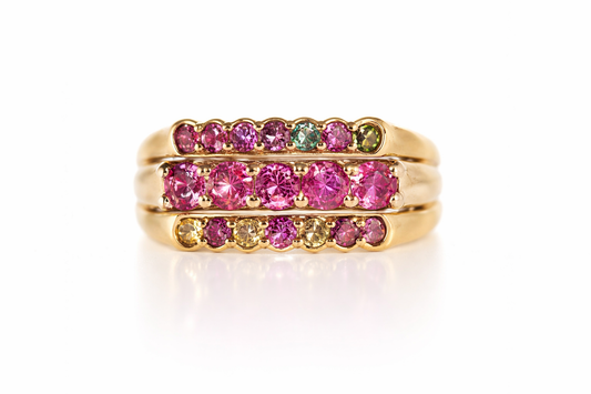 925 Vermeil Multicolor Tourmaline Ring -1.00 cts