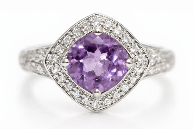Amethyst / White Topaz Silver Ring