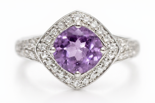 Amethyst / White Topaz Silver Ring
