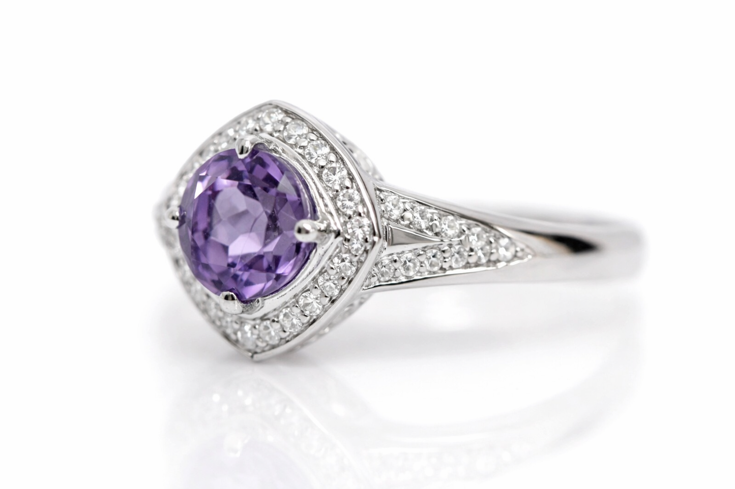 Amethyst / White Topaz Silver Ring