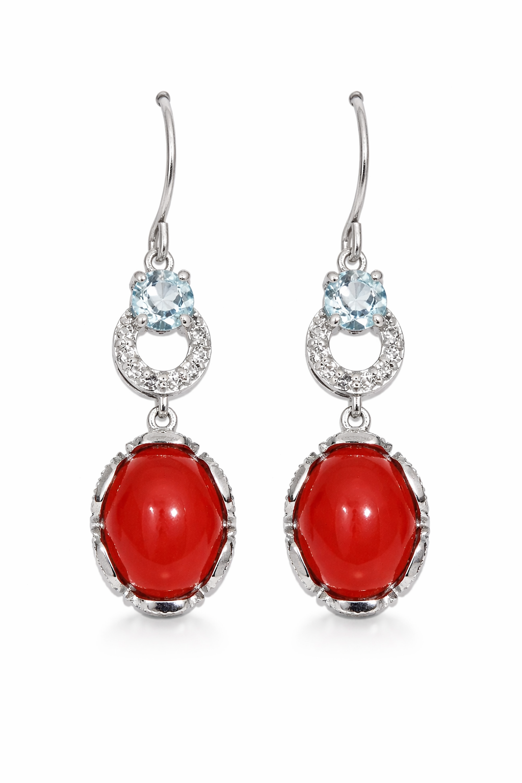 925 Orange Chalcedony, Blue Topaz & White Topaz Earring Pendant – 12.99 CTS