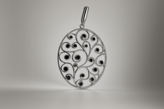 925 Sterling Silver Black Spinel Pendant ( 1.39 cts)
