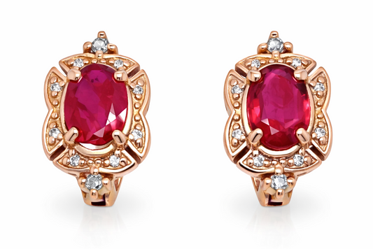 14K ROSE GOLD RUBY EARRING