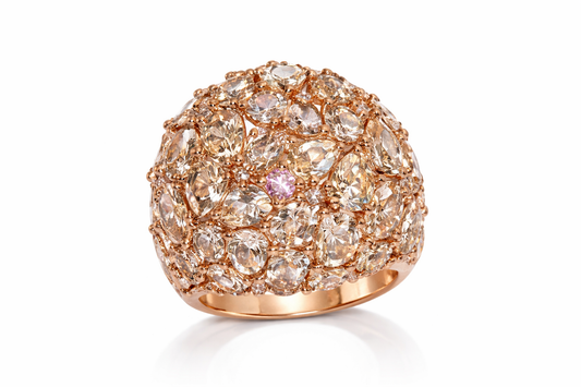 .925 Rose Vermeil - Pink Sapphire - Morganite Ring.