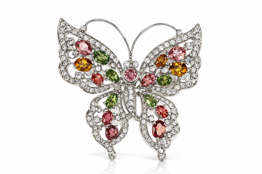Multi-Color Tourmaline- White Topaz Pin Pend
