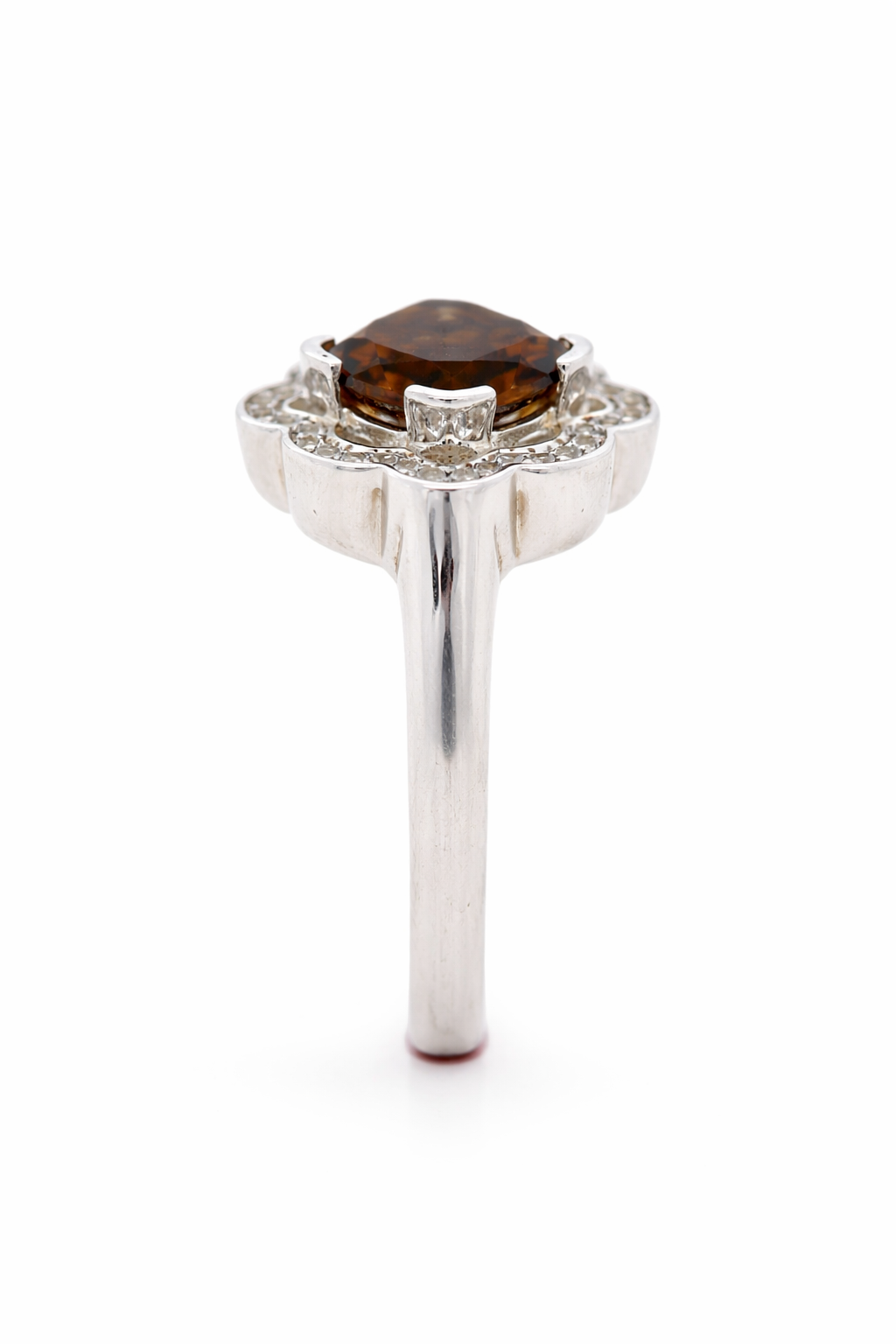 925 Sterling Silver Cognac Quartz / White Topaz Ring( 4.22 cts)