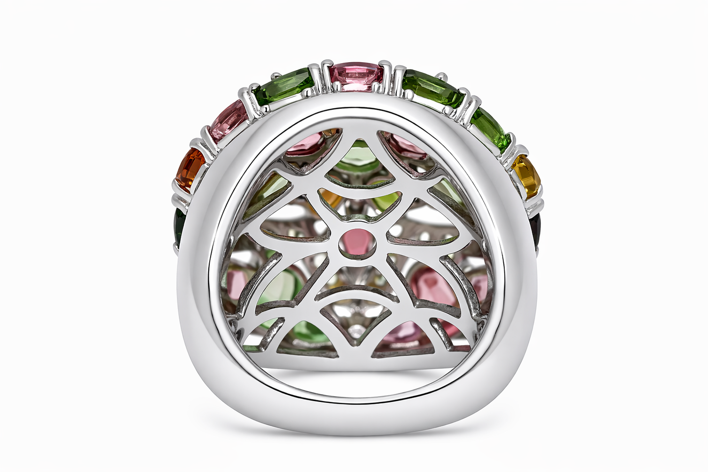 925 Sterling Silver Multicolor Tourmaline w/White Topaz Ring (7.46 cts)