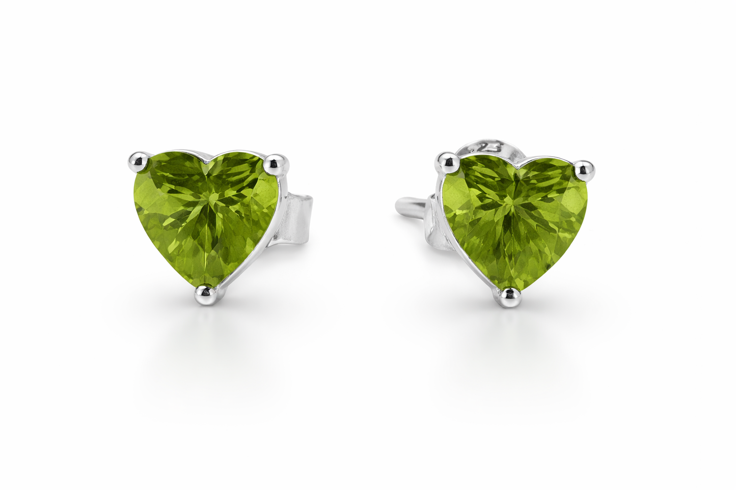 Heart-Shaped Peridot Heavy Push Back Stud Earring