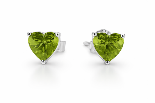 Heart-Shaped Peridot Heavy Push Back Stud Earring