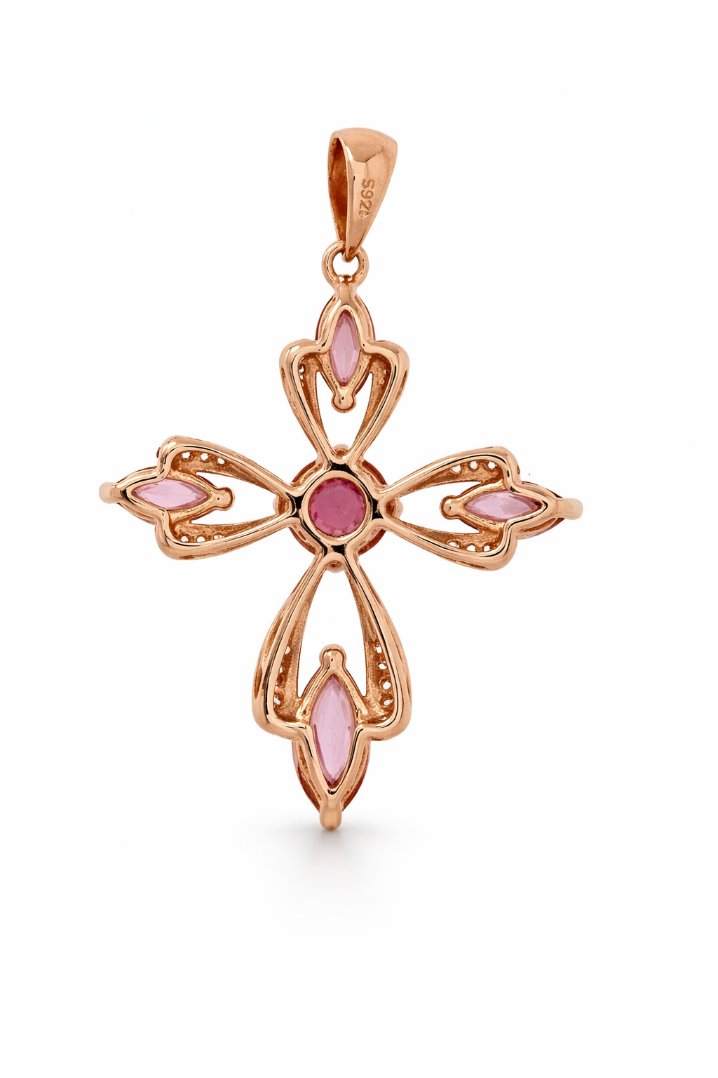 925 Rose Vermeil Tourmaline - White Topaz Pendant -2.35 cts