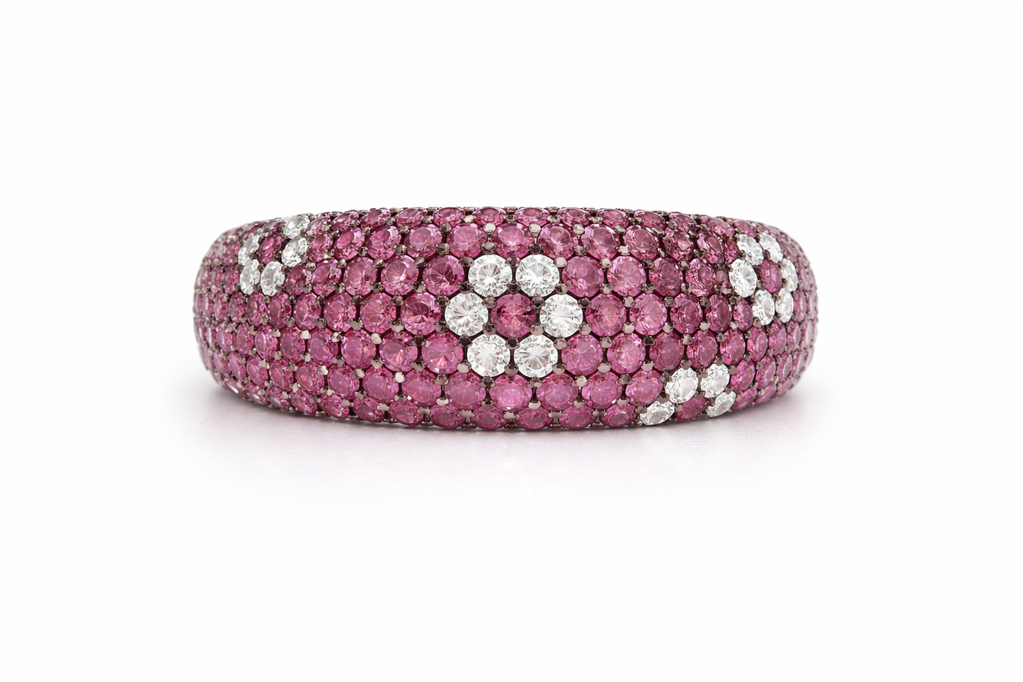 925 Synthetic Ruby - White Topaz Ring - 4.16 cts
