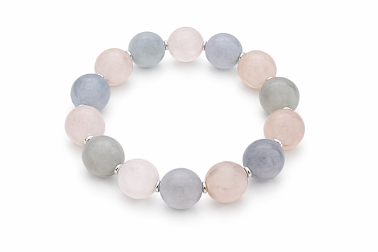 Rose Quartz - Blue Chalcedony Stretch Bracelet -190.00 cts