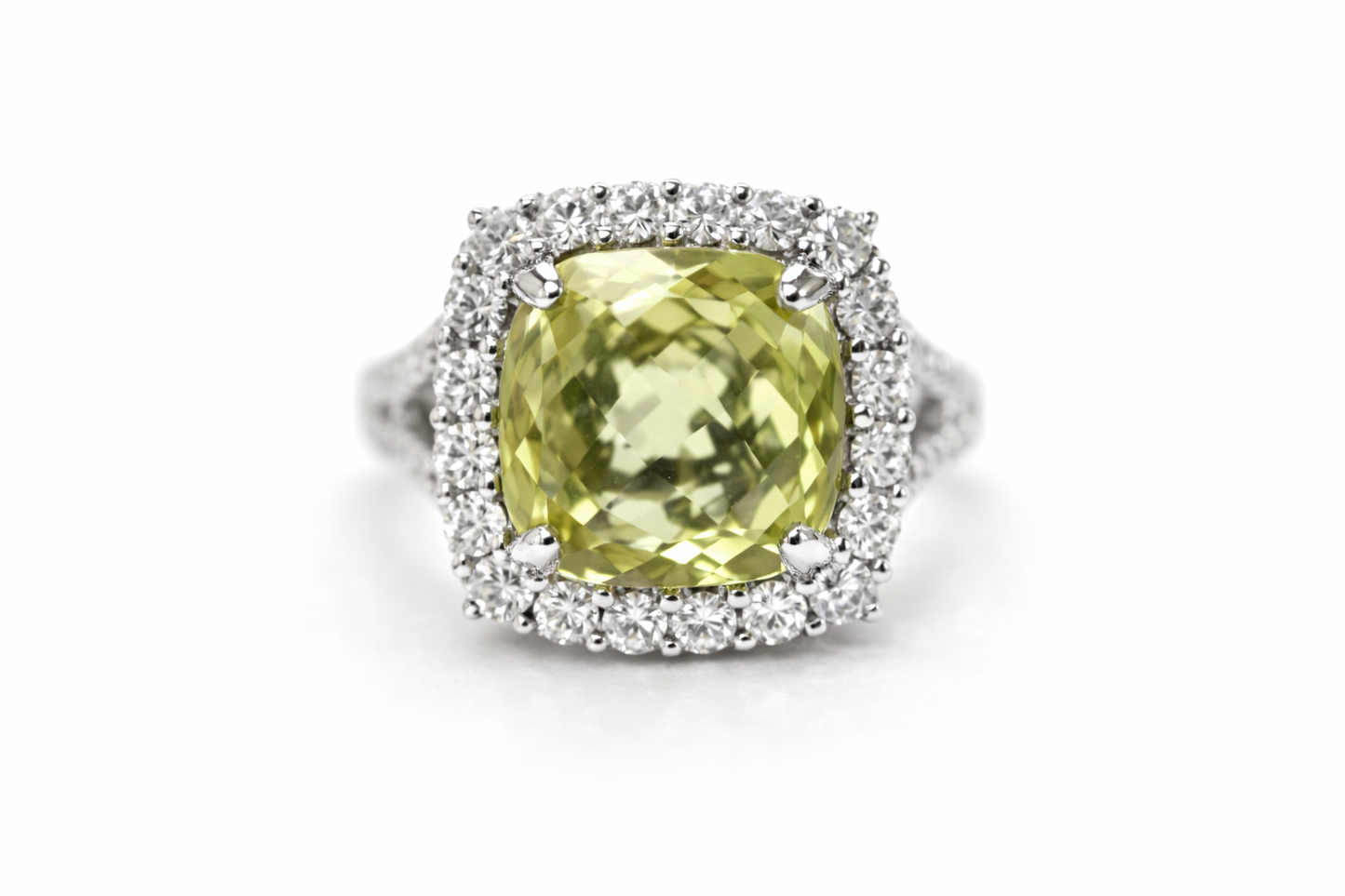Lemon Quartz - White Topaz - Silver Ring