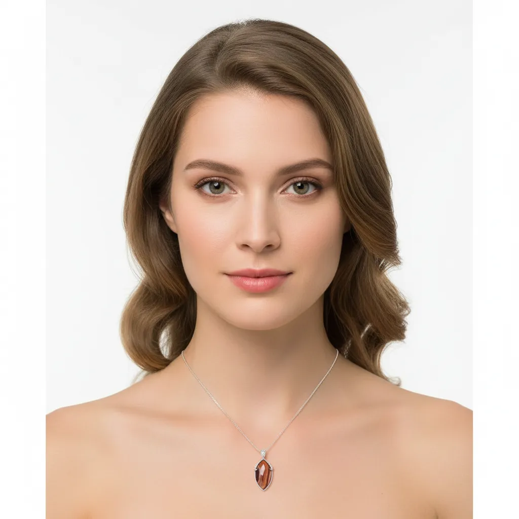 925 Red Agate - White Topaz Pendant -31.45 cts