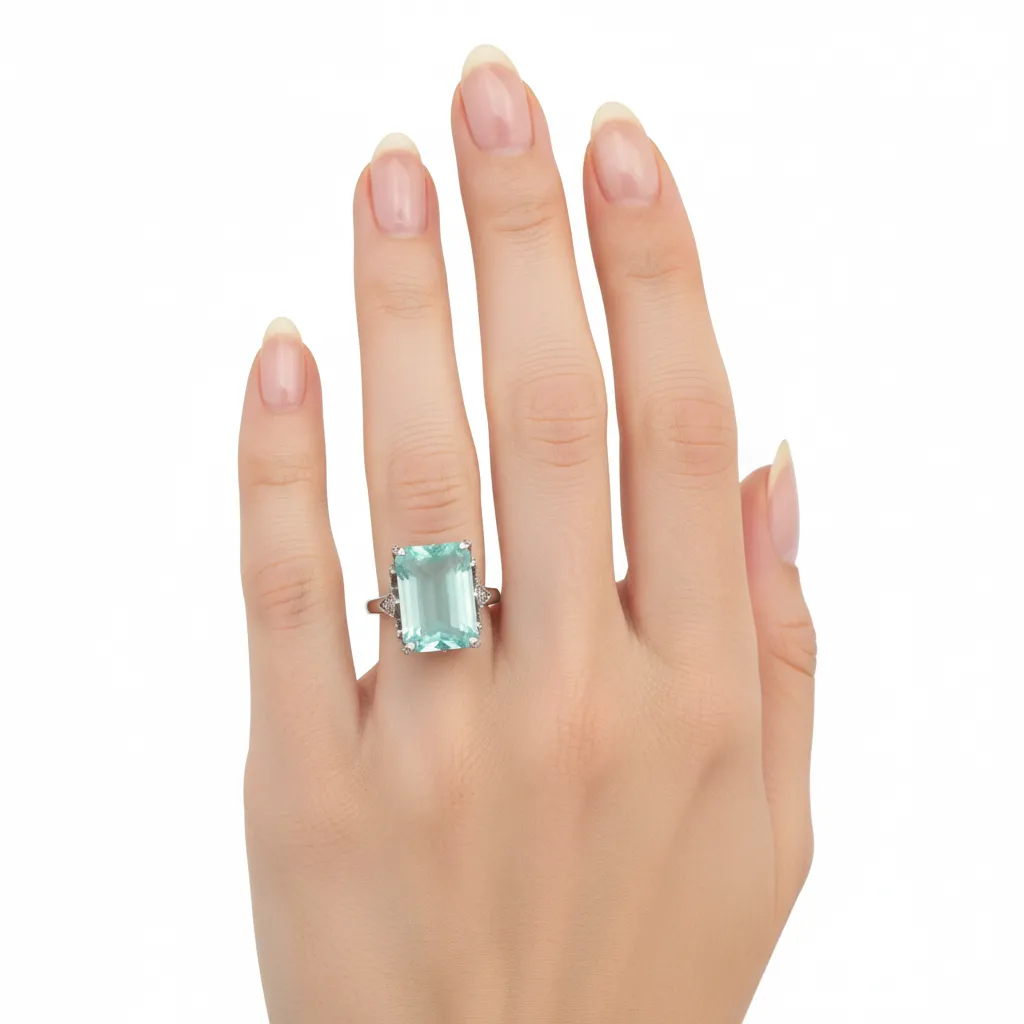 925 Aqua Chalcedony - White Topaz Ring -43DOT50 cts