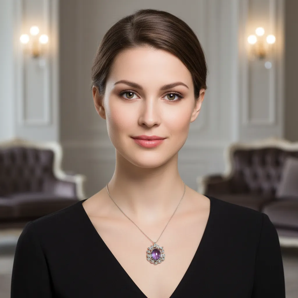925 Sterling Silver Amethyst w-White Topaz Pendant - 12.74 cts