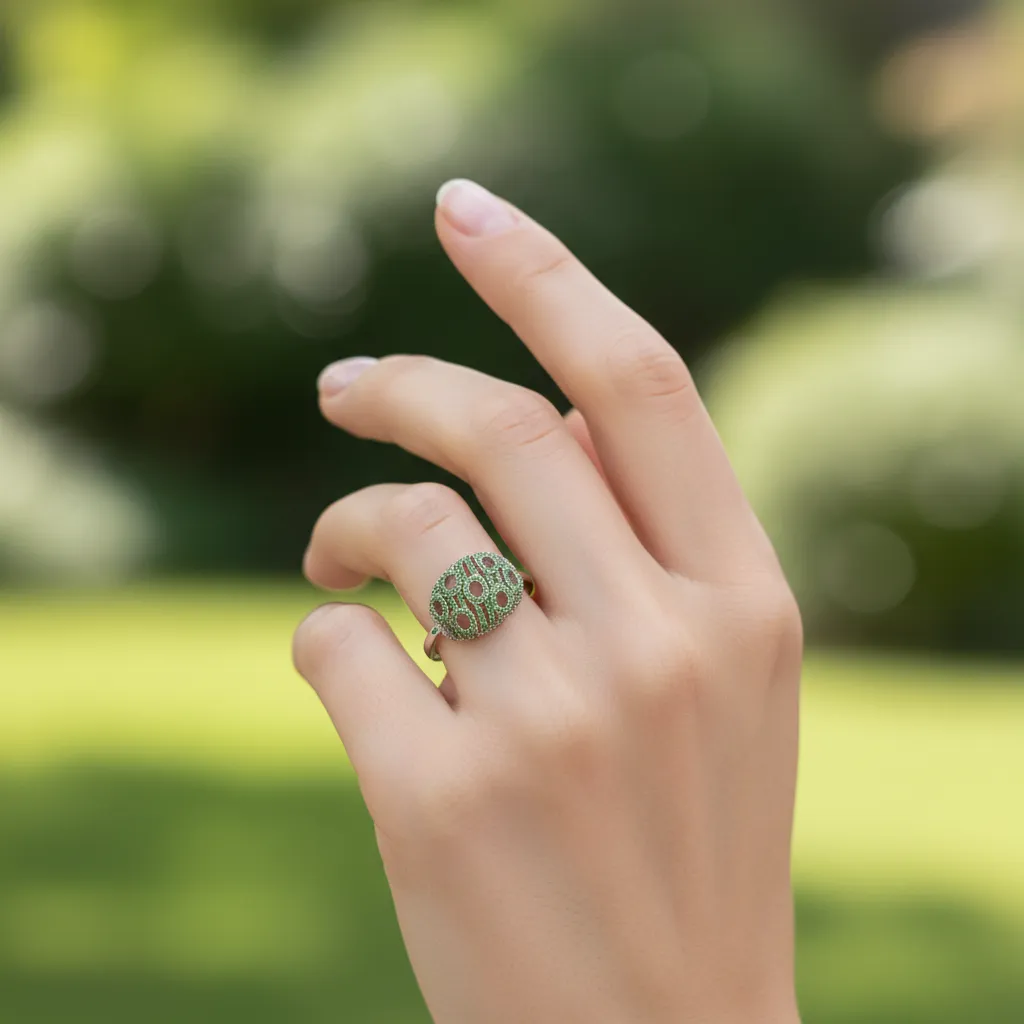 925 Sterling Silver Tsavorite Ring - 1.80 cts