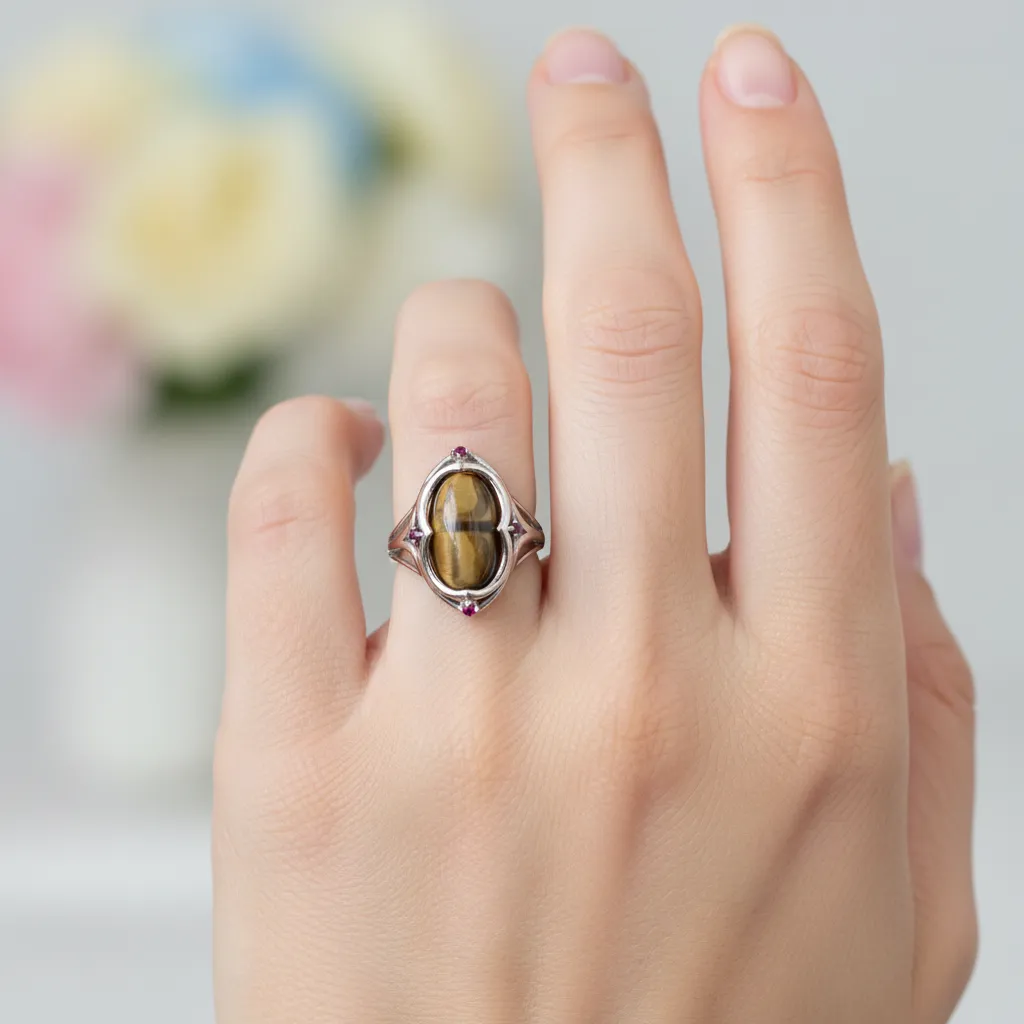 925 Cognac Quartz - Ruby Ring - 12.60 cts