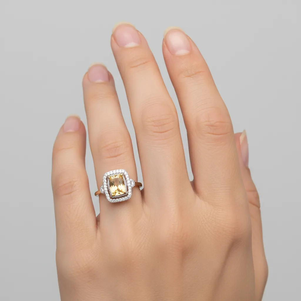 925 Citrine - White Topaz Ring - 7.43 cts