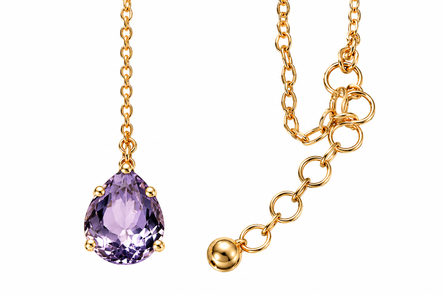 White Topaz- Black Spinel- Amethyst Necklace