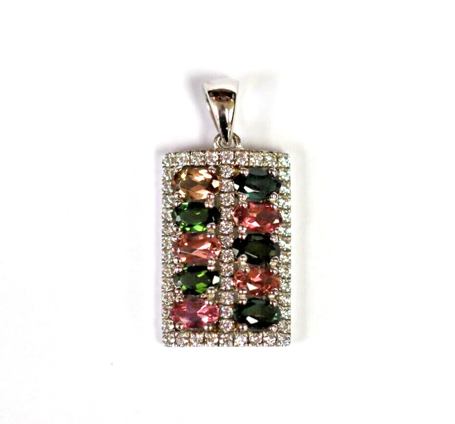 Tourmaline / White Topaz / 925 Silver Pendant