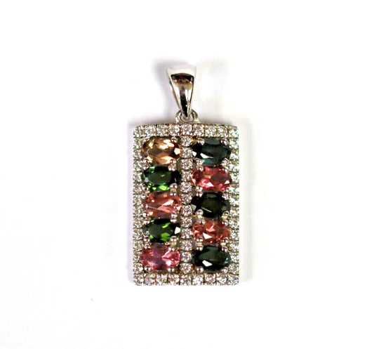 Tourmaline / White Topaz / 925 Silver Pendant