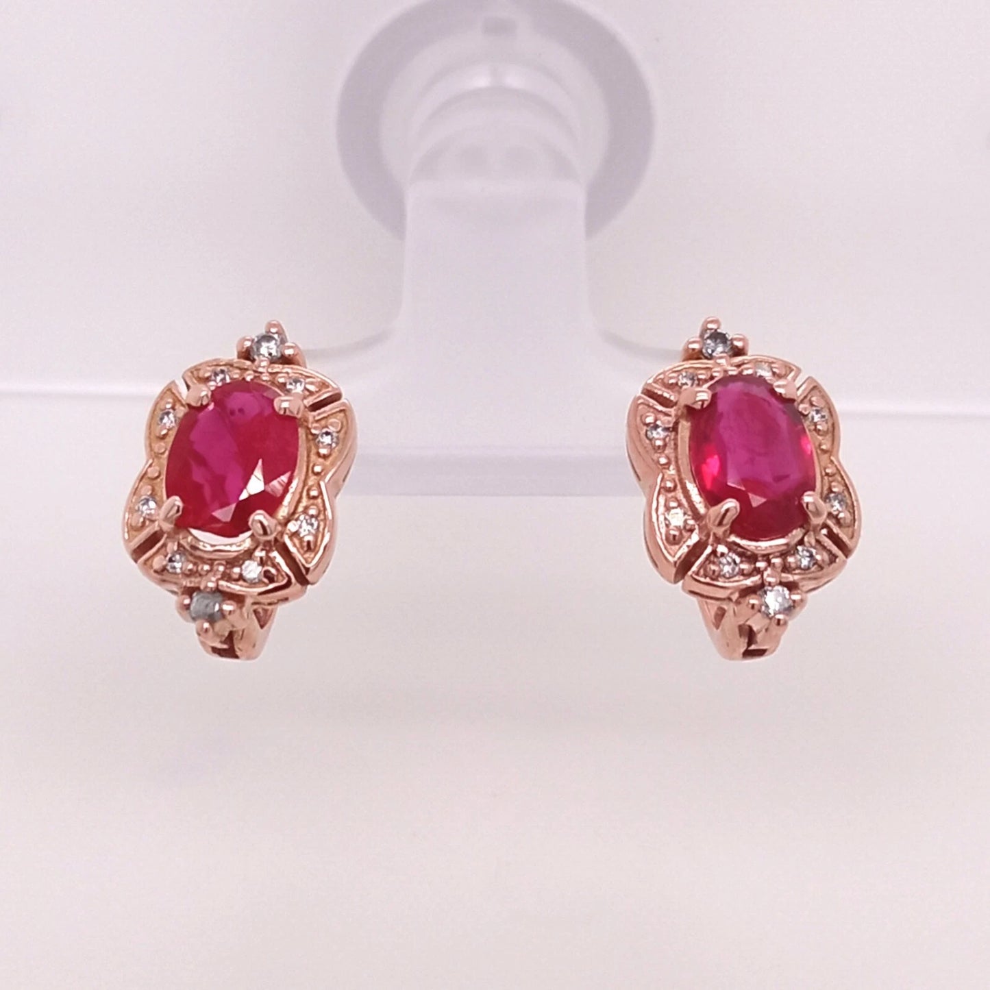 14K ROSE GOLD RUBY EARRING