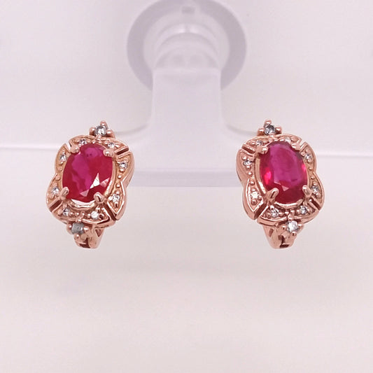 14K ROSE GOLD RUBY EARRING