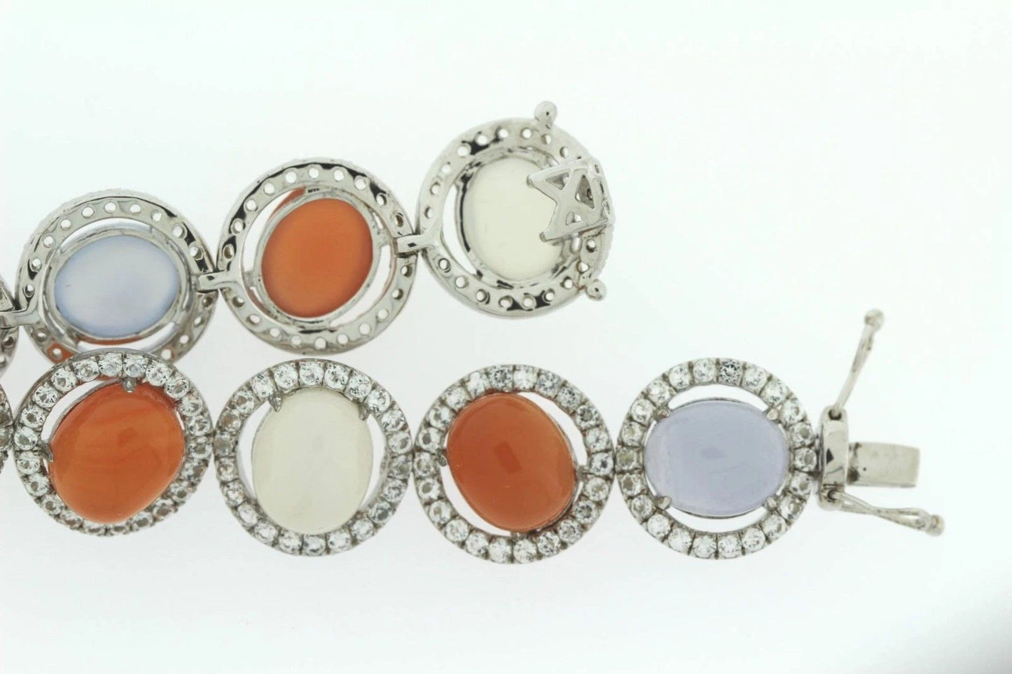 925 Colors of Chalcedony - White Topaz Bracelet 7 3-4 " - 73DOT84 cts