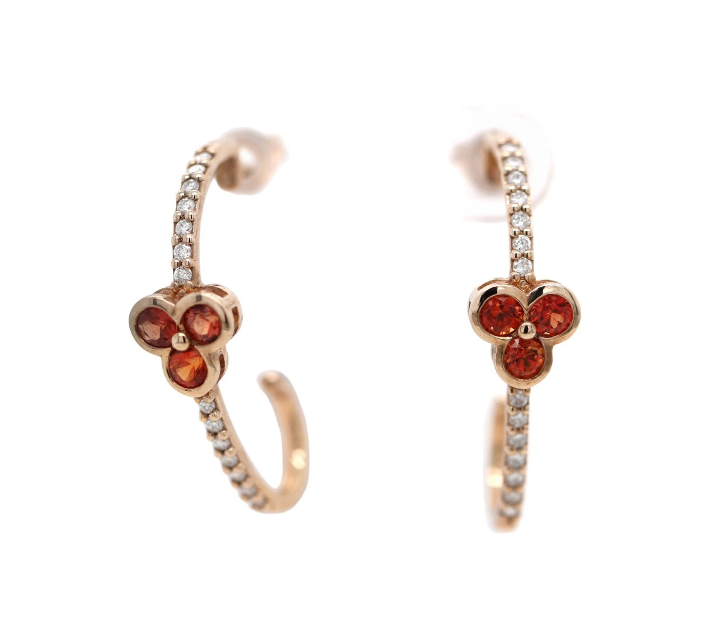 Red Sapphire- Diamond with Rose Gold Plated Earring