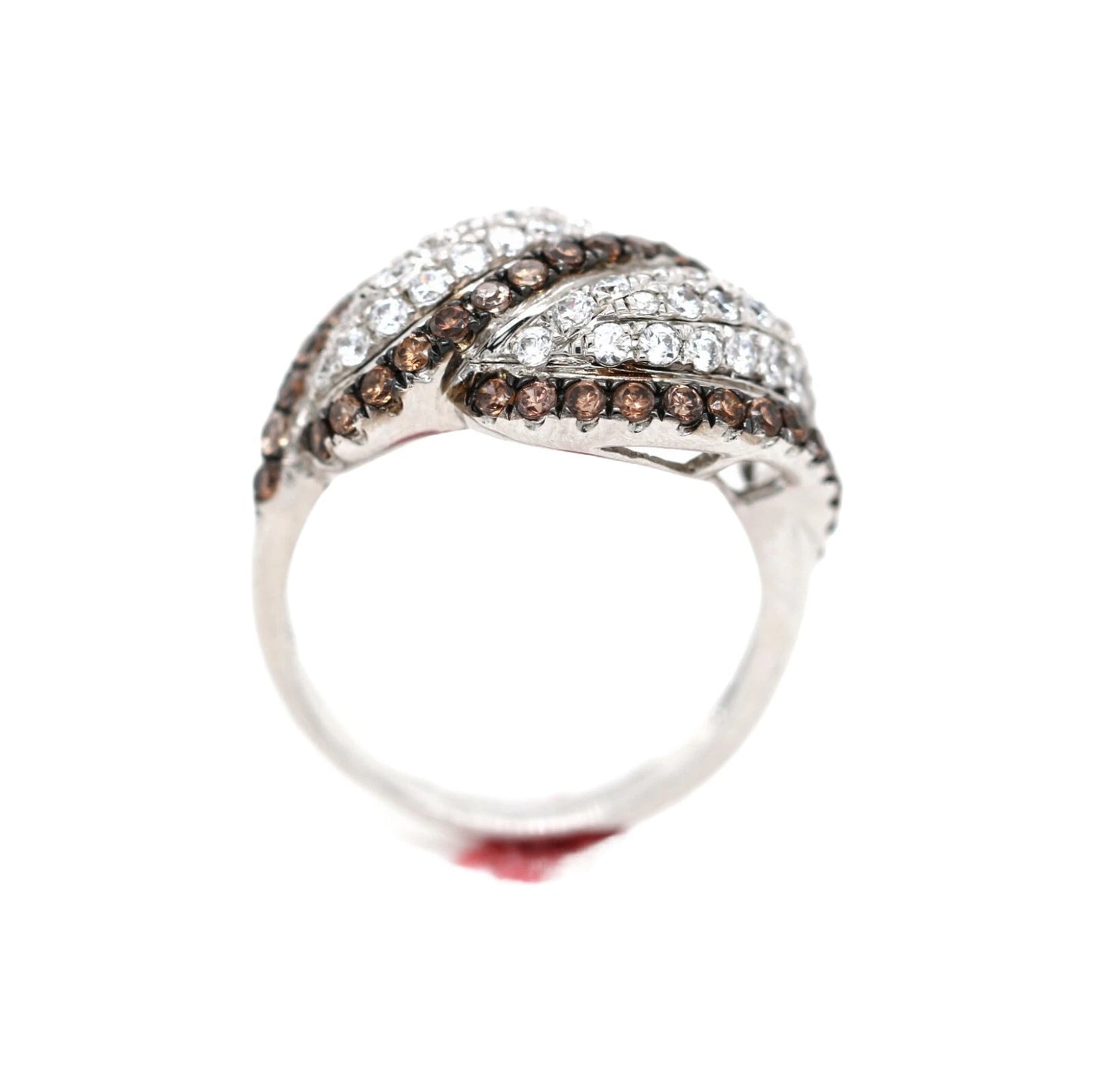 925 Brown Cubic Zirconia - White Topaz Ring - 2DOT50 cts