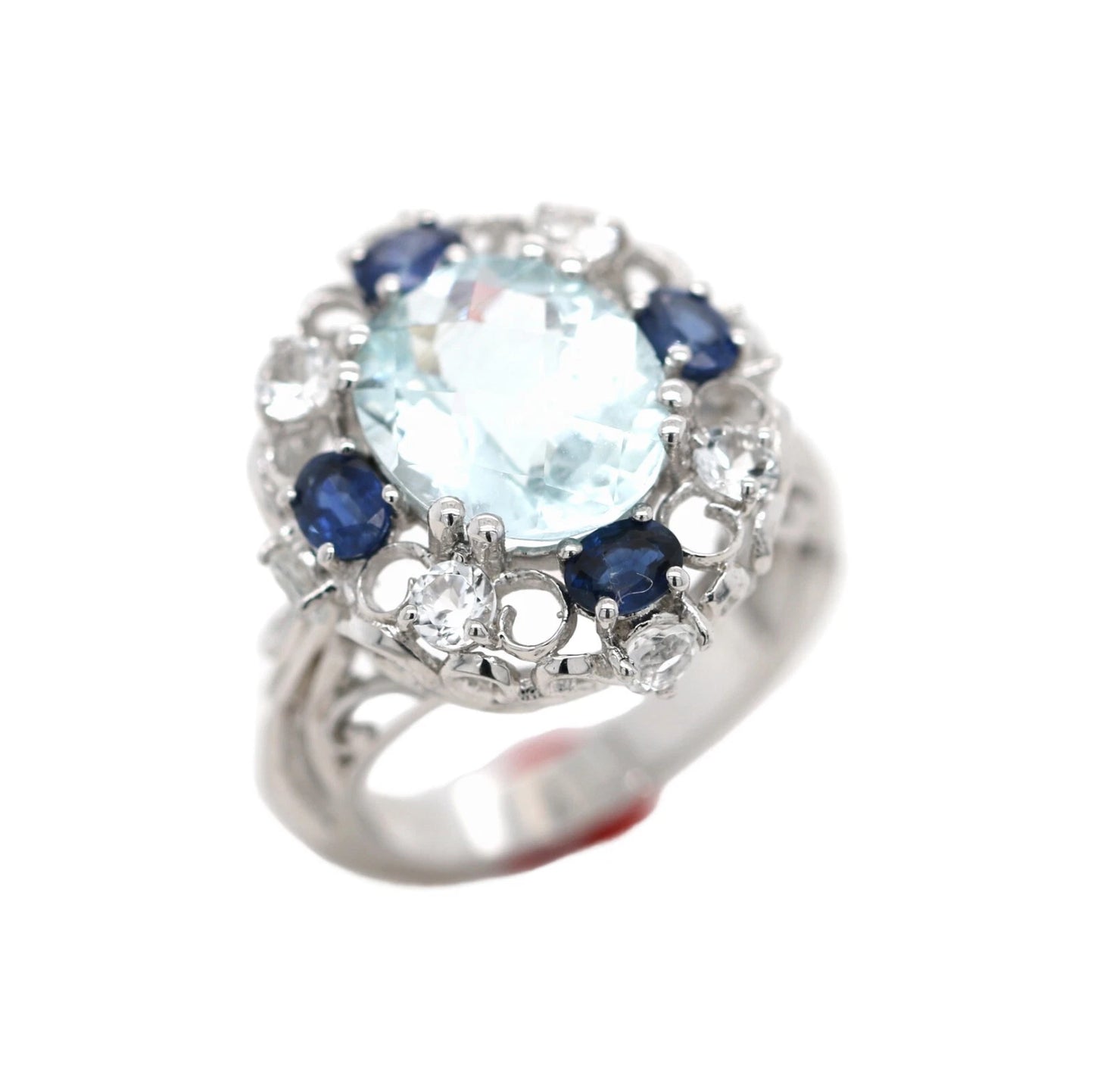 Aquamarine- Blue Sapphire- White Topaz Ring