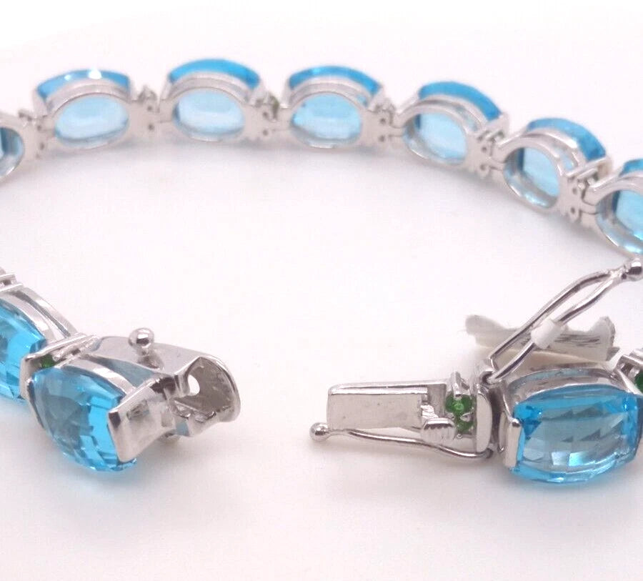 Blue Topaz- Chrome Diopside Bracelet