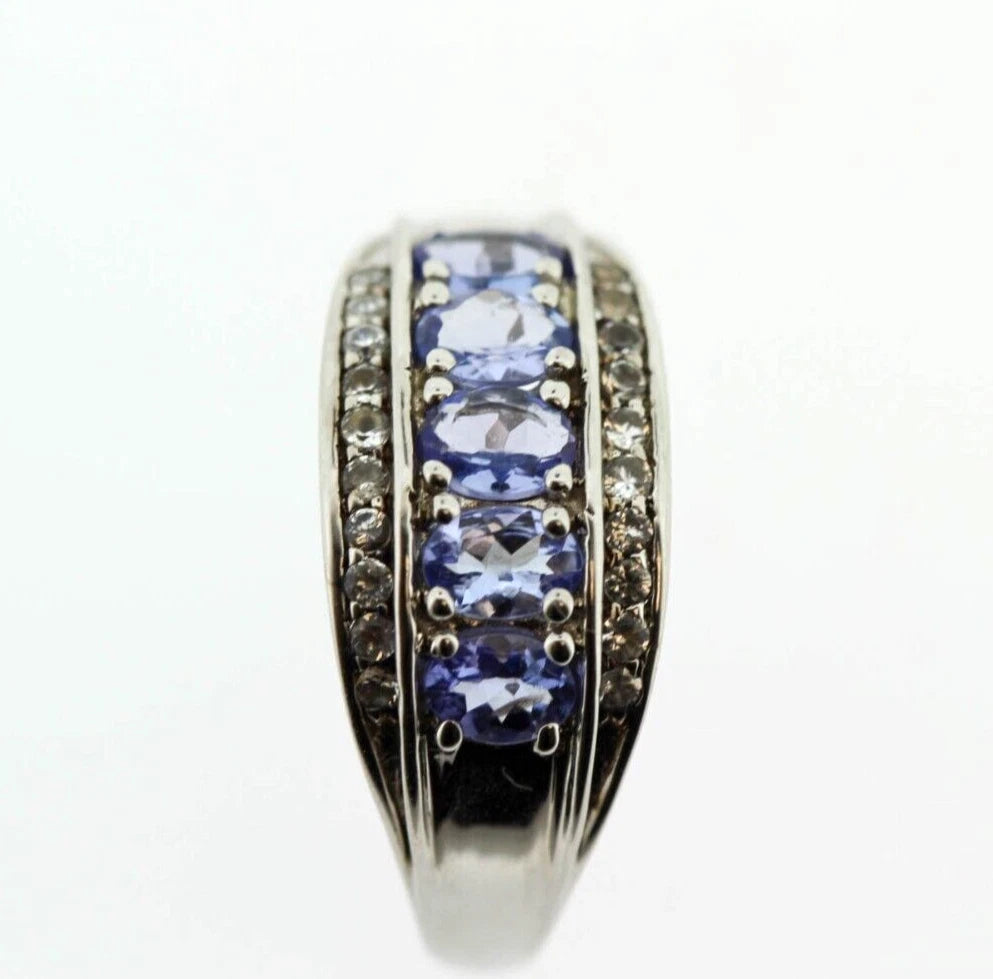 Elegant Tanzanite - White Topaz Silver Ring